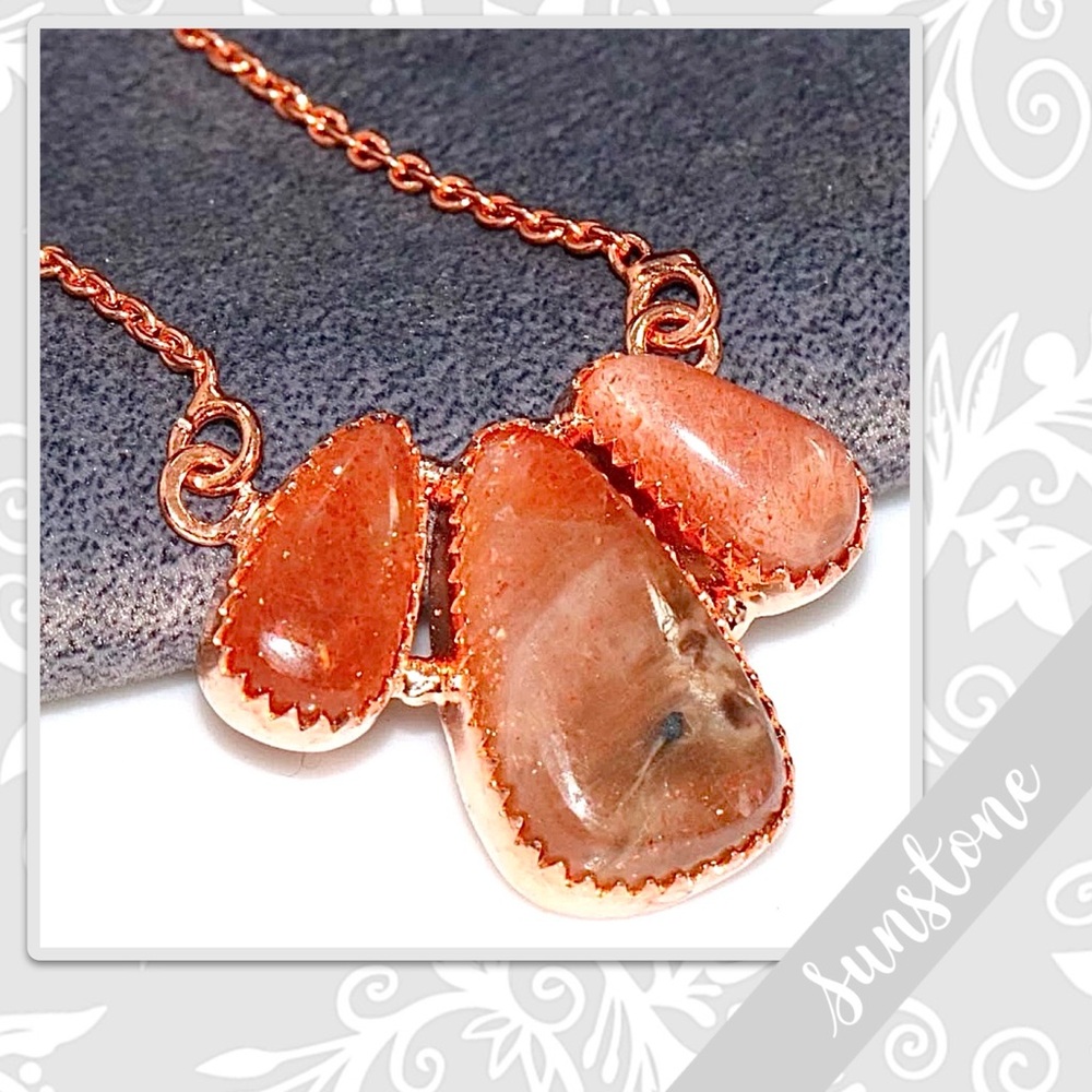 Sunstone Eclectic Southwest Style Copper Artisan Necklace, 18” (Orange)